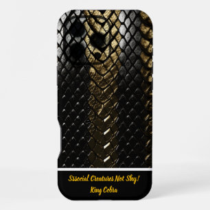 Glistening black and gold snake skin iPhone 16 pro max case