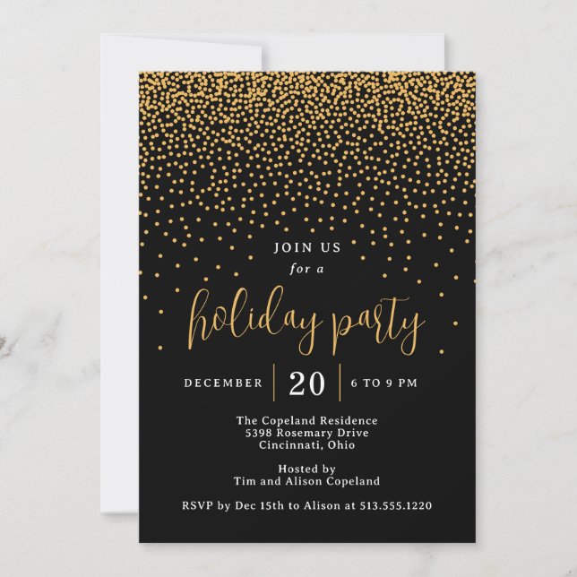 Glistening Dots Editable Colour Holiday Invitation (Front)