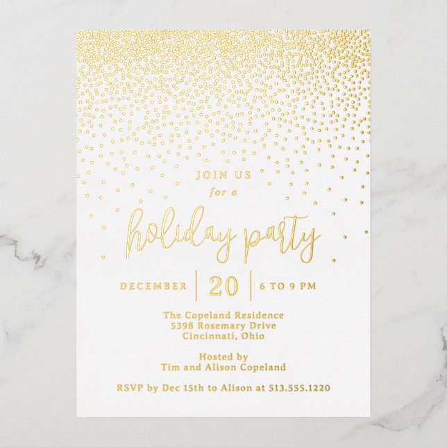 Glistening Dots Foil Holiday Invitation Postcard (Front)