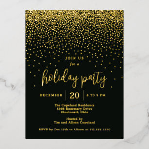 Glistening Dots Foil Holiday Invitation Postcard