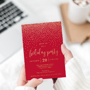 Glistening Dots Foil Holiday Party Invitation