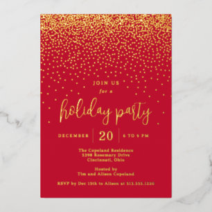 Glistening Dots Foil Holiday Party Invitation