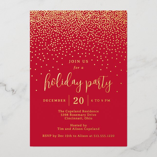 Glistening Dots Foil Holiday Party Invitation (Front)