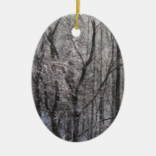 Glistening Icy Forest in Morning Light II Ceramic Tree Decoration