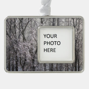 Glistening Icy Forest in Morning Light II Silver Plated Framed Ornament