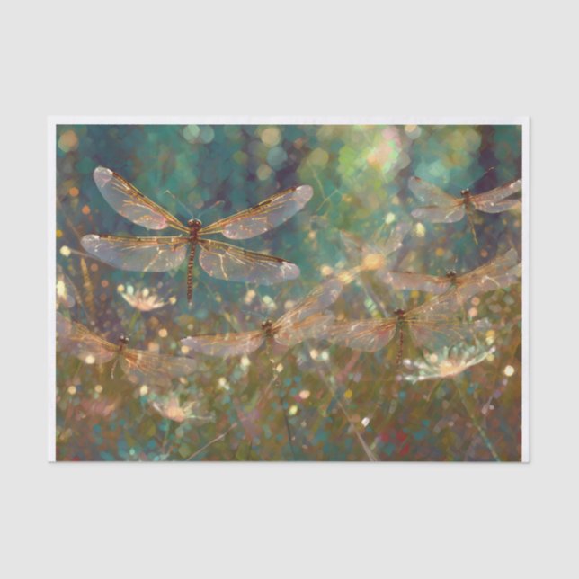 Glistening Morning Meadows, Dazzling Dragonflies Tissue Paper (Front)