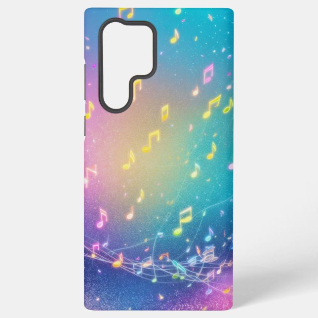 Glistening Rainbow Music Notes Phone Case (Back)