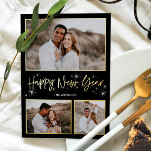 Glistening Sky FOIL Happy New Year Photo Card