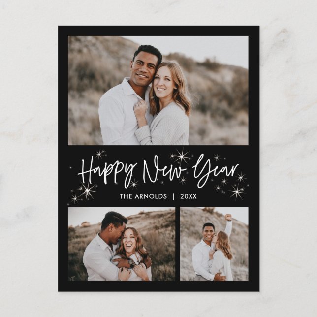 Glistening Sky Happy New Year Postcard (Front)