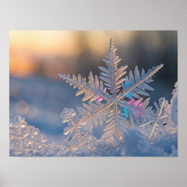 Glistening Snowflake with Prism Effect Poster (Front)