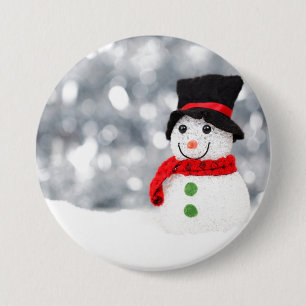 Glistening Snowman Button
