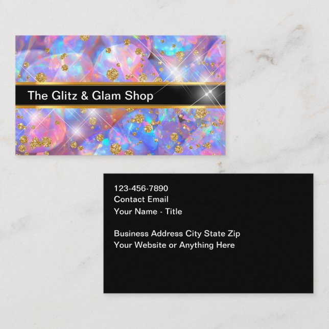 Glit And Glam Fashion Retail Store Business Cards  (Front/Back)