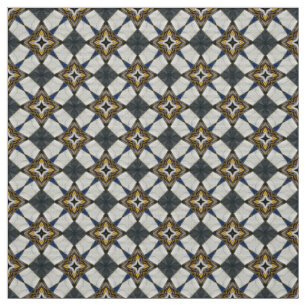 Glitch2 Black dots stars tile pattern fabric