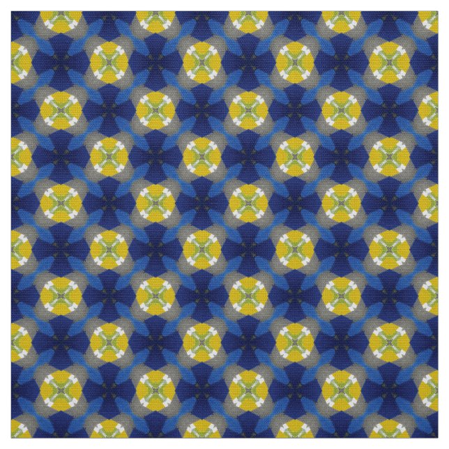 Glitch2 Blue cross yellow pattern fabric (Swatch)