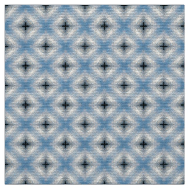 Glitch2 Blue sky teal cross tile pattern fabric (Swatch)