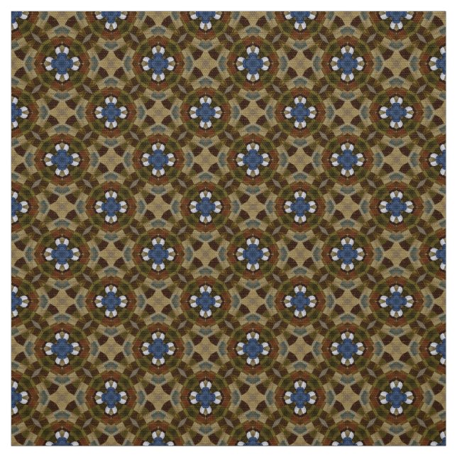 Glitch2 Brown White Blue pattern fabric (Swatch)