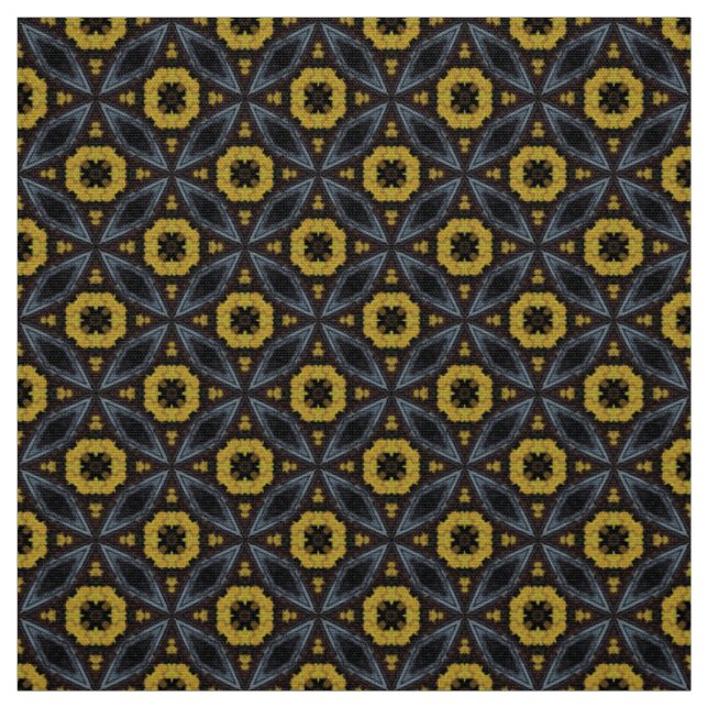 Glitch2 Ginger brown Teal Fabric (Swatch)
