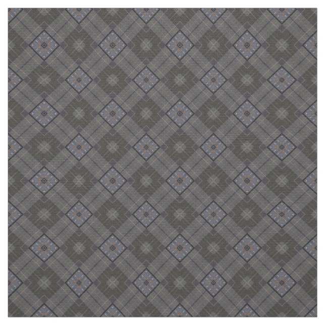 Glitch2 Grey Blue Quilting crafts Fabric (Swatch)