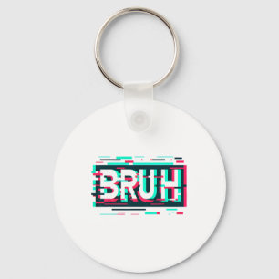 Glitch Aesthetic Gamer Bruh Meme Boys Mens Funny S Key Ring