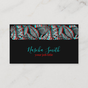Glitch Anaglyph Teal & Red Brush Stroke Business Card