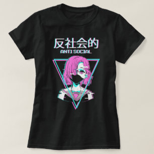 Glitch Anime Anti Social Aesthetic T-Shirt