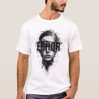 Glitch Art “ERROR” Face T-Shirt | Cyberpunk Digita