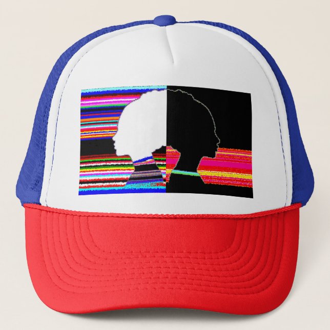 Glitch Contrast Profiles – Pop Art Trucker Cap (Front)