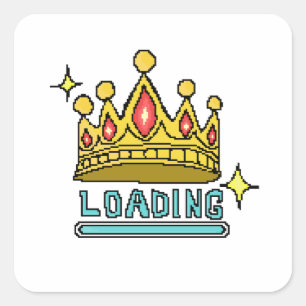 Glitch Crown Loading: 8-Bit Rebellion Awakens Square Sticker