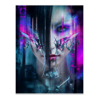 Glitch Cyberpunk Face Neon Distortion Portrait