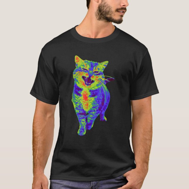 Glitch Effect Cat Funny Cat Meme  T-Shirt (Front)