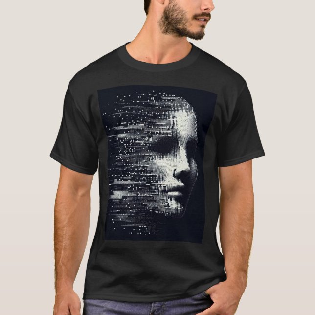 Glitch Essence - Abstract Digital Portrait Tee (Front)