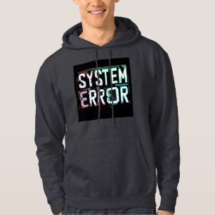 Glitch Font System Error, Cyberpunk Pixel  Hoodie