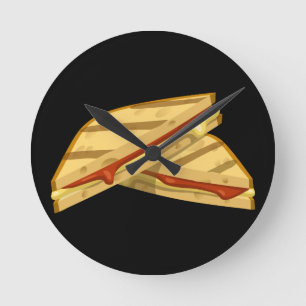 Glitch Food expensive grilled cheese Round Clock