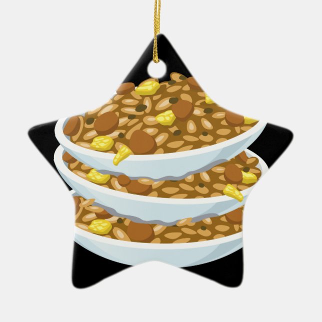 Glitch Food fried rice Ceramic Tree Decoration (Front)