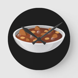 Glitch Food meat gumbo Round Clock