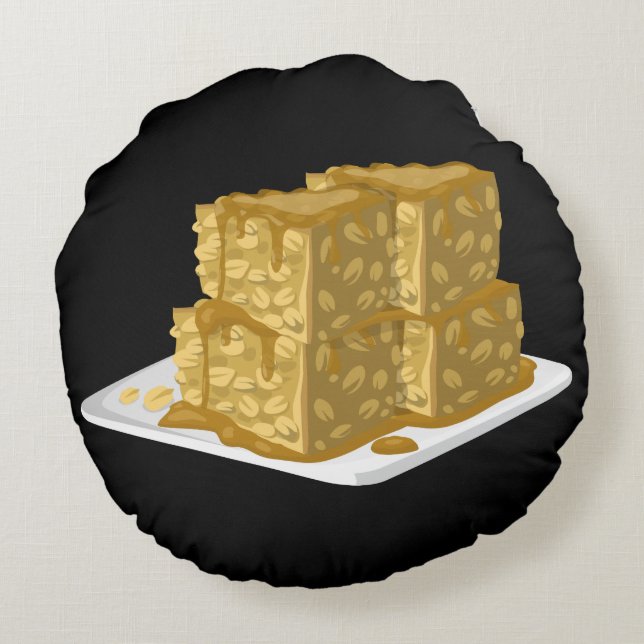 Glitch Food oaty cake Round Cushion (Back)