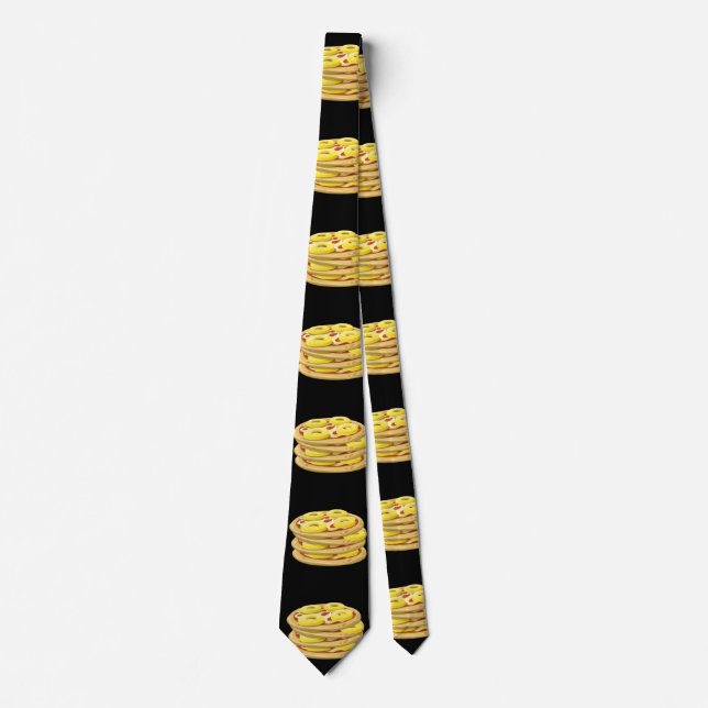 Glitch Food papl upside down pizza Tie (Front)