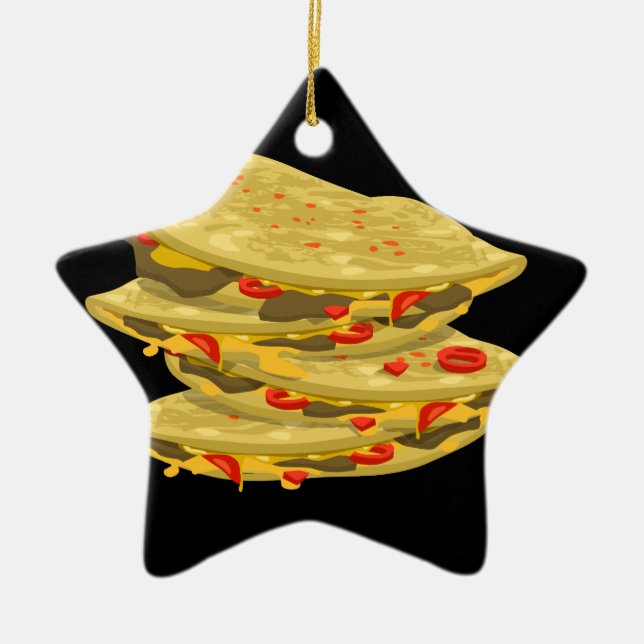 Glitch Food spicy quesadilla Ceramic Tree Decoration (Front)