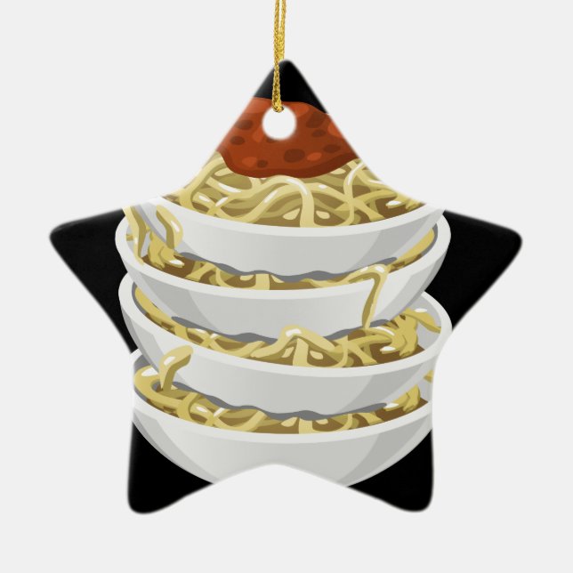 Glitch Food tasty pasta Ceramic Tree Decoration (Front)