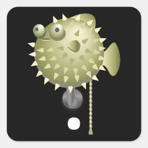 Glitch furniture blowfish wall lamp square sticker