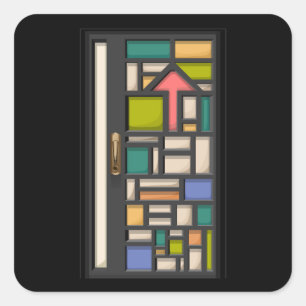 Glitch furniture door colour glass door square sticker