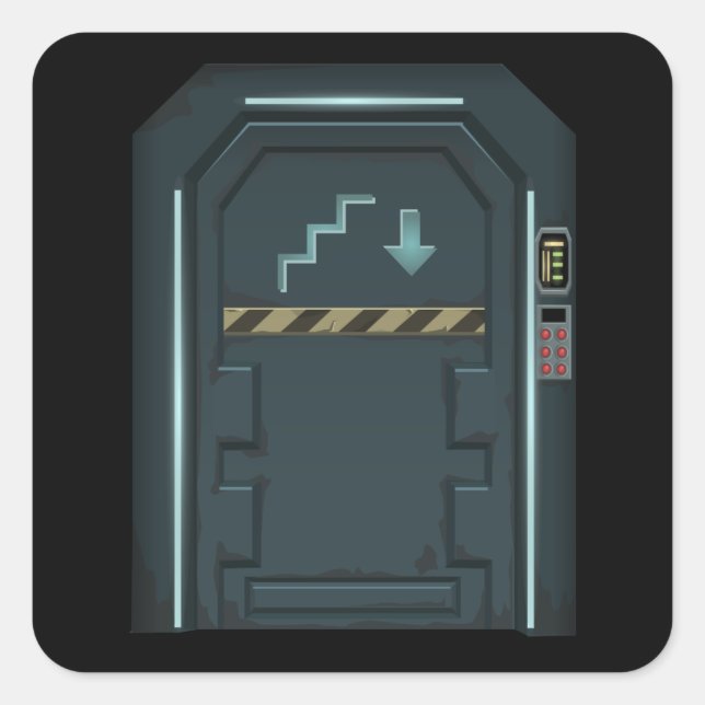 Glitch furniture door spaceship door square sticker (Front)