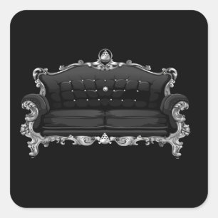 Glitch furniture loveseat black baroque loveseat square sticker