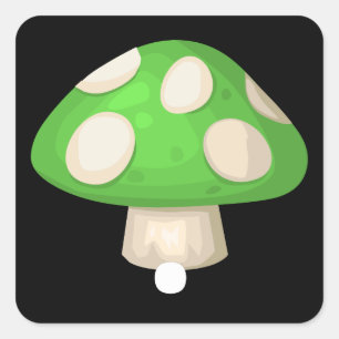 Glitch furniture roomdeco green mushroom square sticker