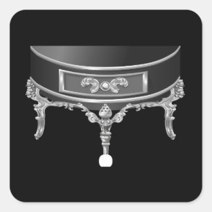 Glitch furniture sidetable baroque side table blac square sticker