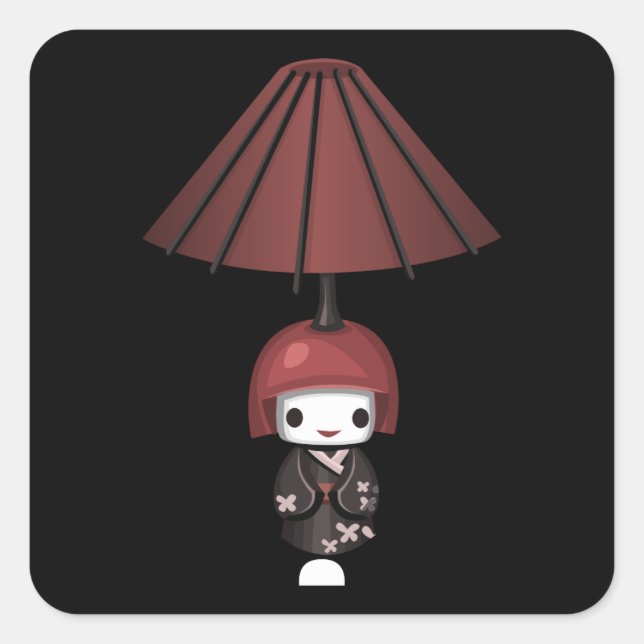 Glitch furniture tablelamp geisha doll lamp square sticker (Front)