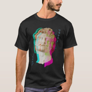 Glitch Greek Statue Wave Synthwave Vaporwave Aesth T-Shirt