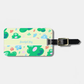 Glitch Green with Hint of Yellow Jelly Flower Luggage Tag