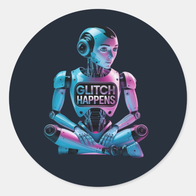 ❤️GLITCH HAPPENS! Funny Ai Chatbot Companion Memes Classic Round Sticker (Front)