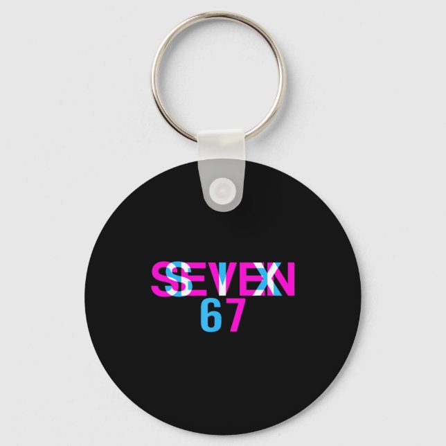 Glitch Optical Illusion Funny Six Seven 67 Meme Ge Key Ring (Front)